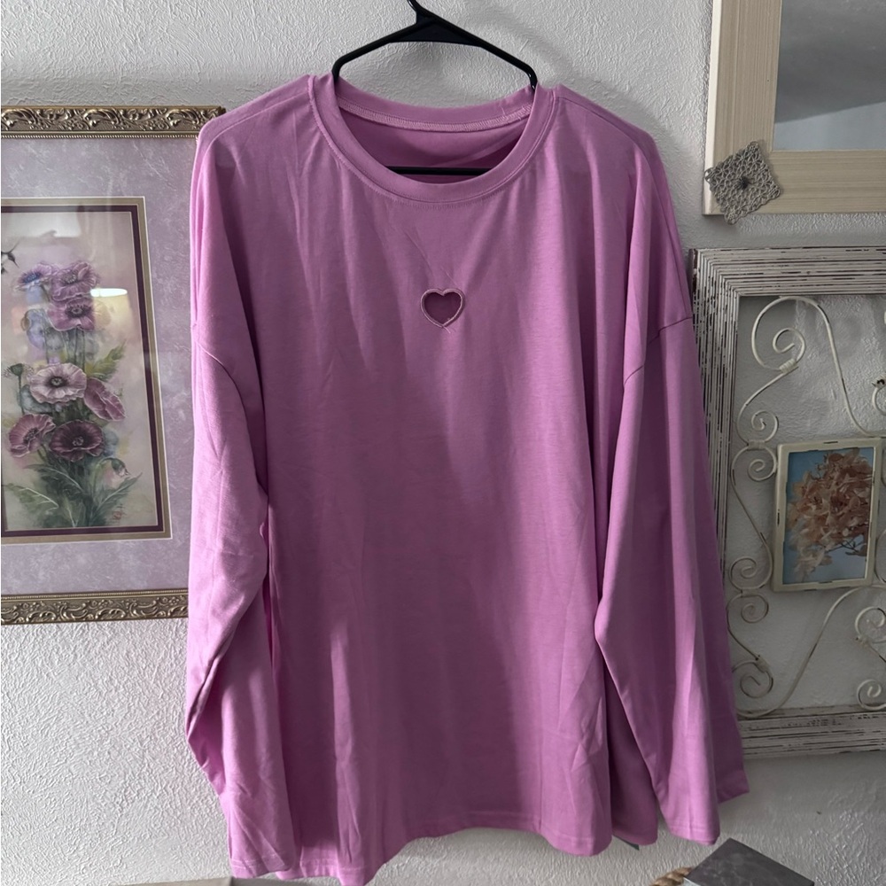 Pink Heart Cutout Women's Top